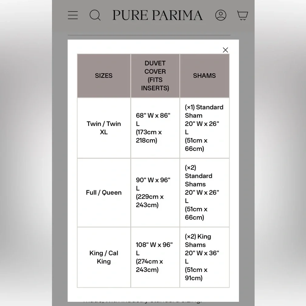 PURE PARIMA Certified Egyptian Cotton Ariane Duvet Cover grey size KING $295 NEW